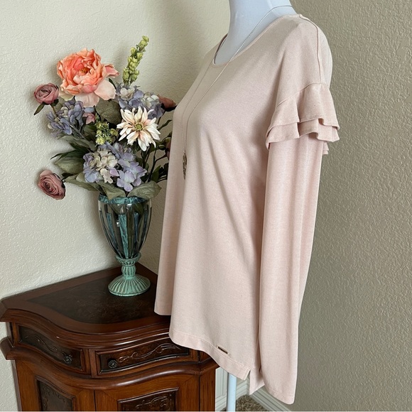 Calvin Klein Ruffle Shoulder Knit Top - Picture 4 of 16